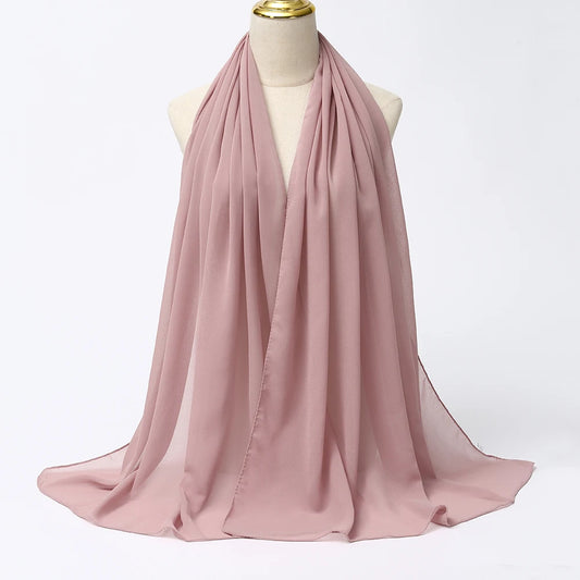 Foulard Hijab en mousseline de soie - Bois de rose